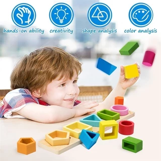 GeeToy 4 เรขาคณิตไล่ระดับสีชุดคอลัมน์ของเล่นเด็กของเล่นเพื่อการศึกษาเด็กของขวัญ