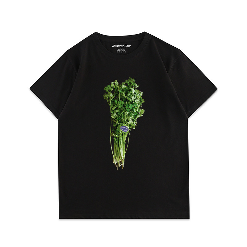 COD✅ (จัดส่งในกรุงเทพฯ) MAO Shop  Printed T-shirt,  สนุกพิมพ์ เสื้อยืดลายผักชี สไตล์วรรณกรรมและศิลปะ S-3XL #51501