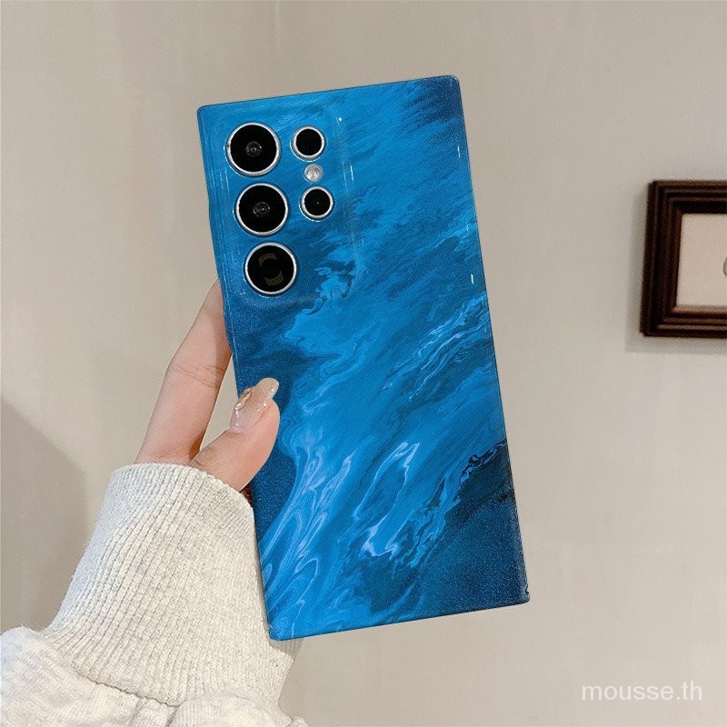 เคสโทรศัพท์มือถือหมึกสีฟ้าชายหาด Samsung เคสป้องกันเข้ากันได้กับ A12/M12 A55 S23 A11เคสป้องกันโทรศัพท์มือถือ A54 5G a534g/5G S23 PLUS เคสแข็งป้องกัน A11 A13 4G A04 S24 ultra กันเหงื่อ