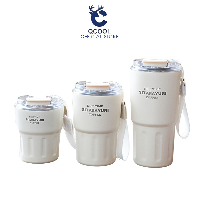 SITARAYURI (ของแท้) แก้วสแตนเลสเก็บอุณหภูมิ แก้วเก็บความร้อน/เย็น 290ml 360ml 600ml แก้วกาแฟแบบพกพา มีสายคล้องมือ ZF25