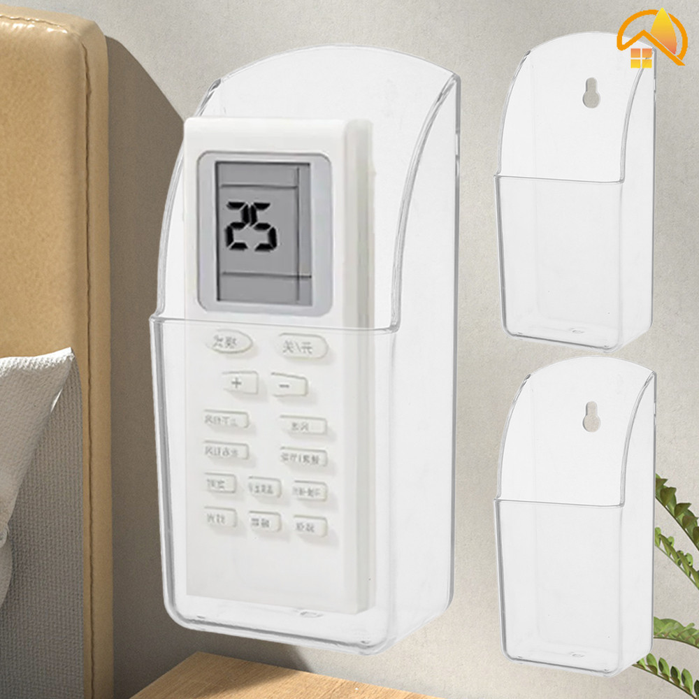 ที่วางรีโมทคอนโทรลเครื่องปรับอากาศทีวีพลาสติกใส - กล่องเก็บของติดผนังที่ใช้งานได้จริงในครัวเรือน ออแกไนเซอร์