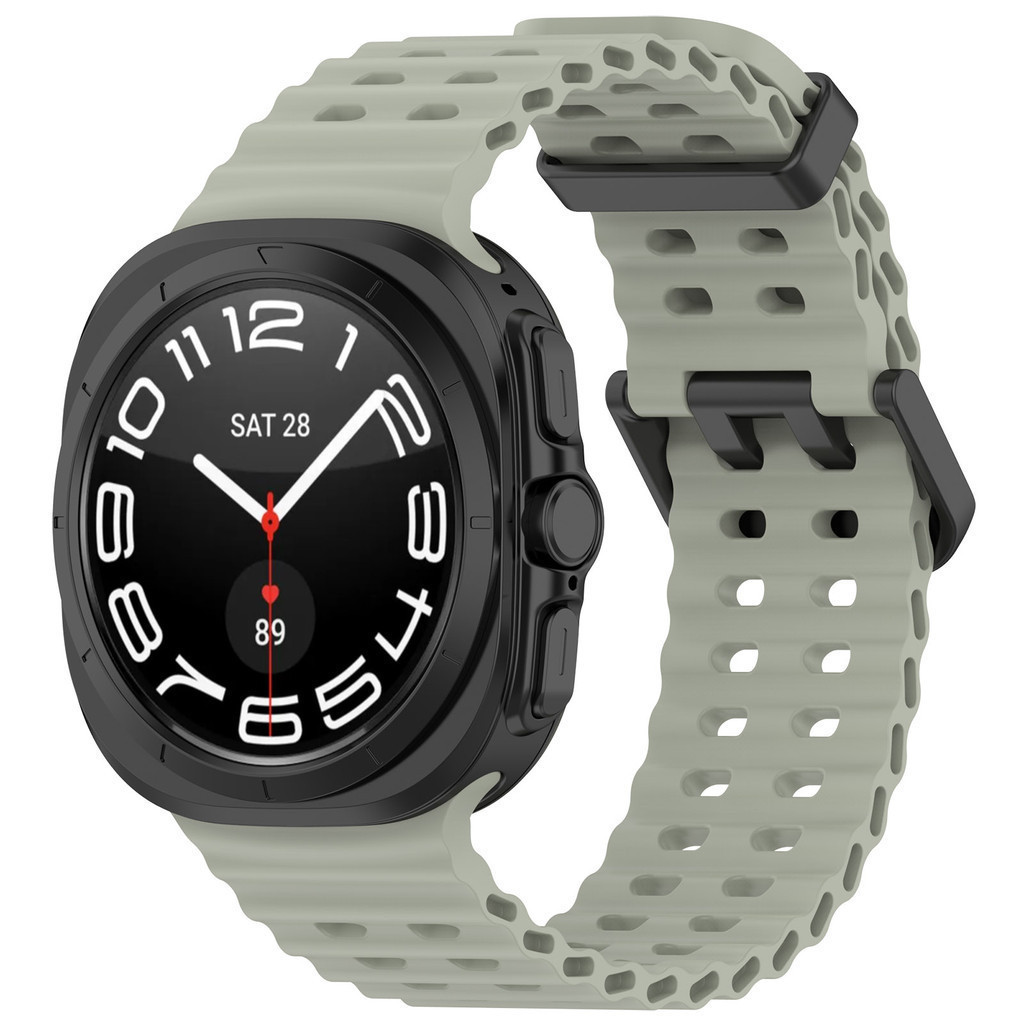 สายรัดซิลิโคนอ่อนนุ่มสําหรับ Samsung Galaxy watch Ultra 47 มม.สายนาฬิกาสไตล์รูระบายอากาศ