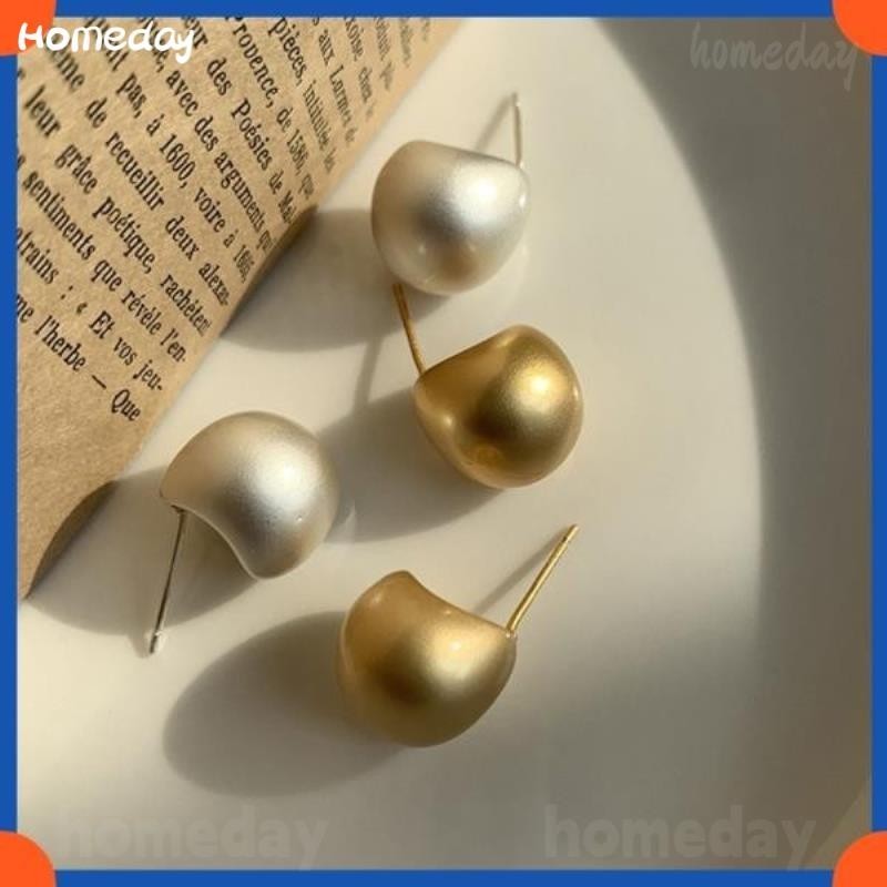 Vintange Dangle Hoop ต่างหูเกาหลีอินเทรนด์หู Studs เครื่องประดับอุปกรณ์เสริมโลหะรูปไข่ Textured Retro Commuting Earings