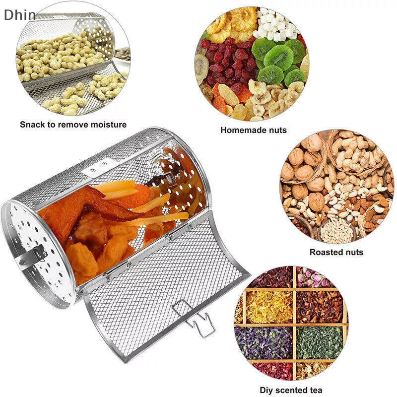 [Dhin] เตาย่างสแตนเลส Rotisserie เตาอบสําหรับห้องครัวตะกร้าทอดเมล็ดกาแฟย่างกรงกลอง Air Fryer อุปกรณ์เสริม Universal COD