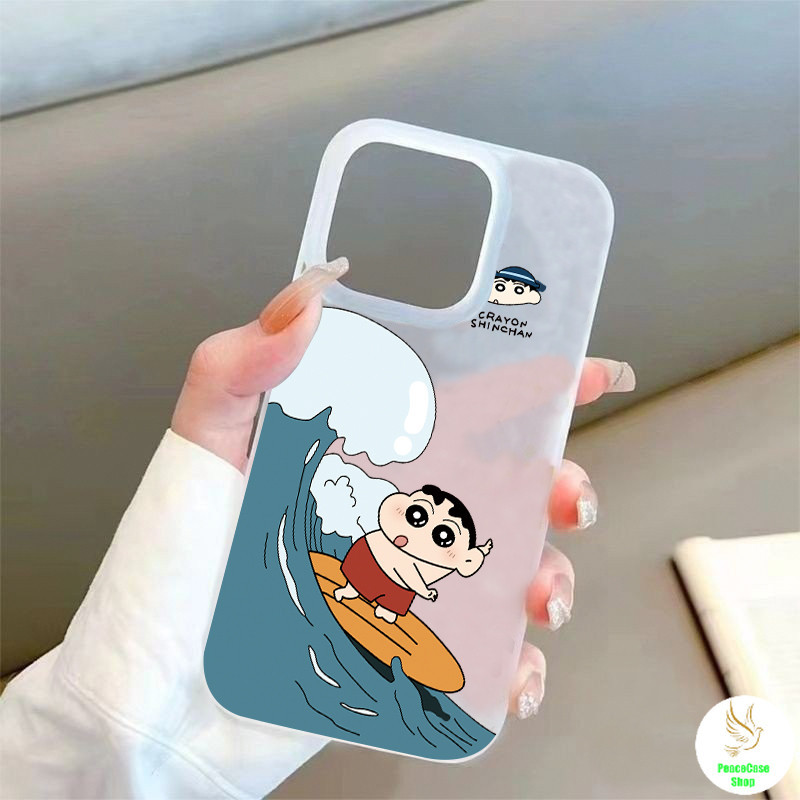 COD-ในไทย เคส เครยอนชินจัง น่ารัก เล่นท่องอย่างมีความสุข สําหรับ iPhone 7 8 X 11 12 13 14 15 TPU โปร่งใส น้ำค้างแข็งเคส