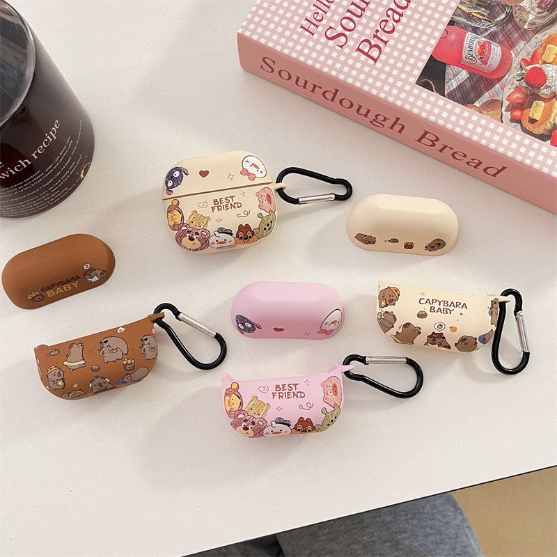 เข้ากันได้กับ Samsung Galaxy Buds 3 Galaxy Buds 3 Pro เคสน่ารัก Capybara Stitch ฝาครอบหูฟังกันกระแทกสําหรับผู้ชายผู้หญิง