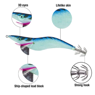 1pcs Luminous ปลาหมึก Jig Hooks กุ้งประดิษฐ์ Lures น้ําเค็ม 3D ตาพลาสติก Hard เหยื่อสําหรับ Octopus Cuttlefish