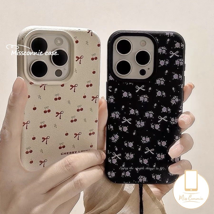 แฟชั่น Retro Graffiti ดอกไม้ BowKnot กรณีสําหรับ IPhone 16 13 15 11 14 12 Pro Max XR 16 15 14 Plus X XS Max หรูหราผิวรู้สึกหนังเนื้อ Soft TPU กรณี