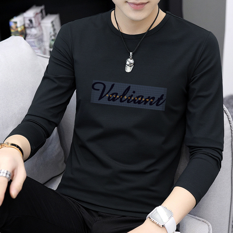 ใหม่ฤดูใบไม้ผลิและฤดูใบไม้ร่วงเสื้อยืดสำหรับผู้ชายที่มีแขนยาวและคอกลม, ฤดูใบไม้ร่วงกางเกง, เสื้อผู้ชายอินเทรนด์สำหรับสวมใส่ภายในและสวมใส่ด้านนอก, เสื้อขนาดเล็ก