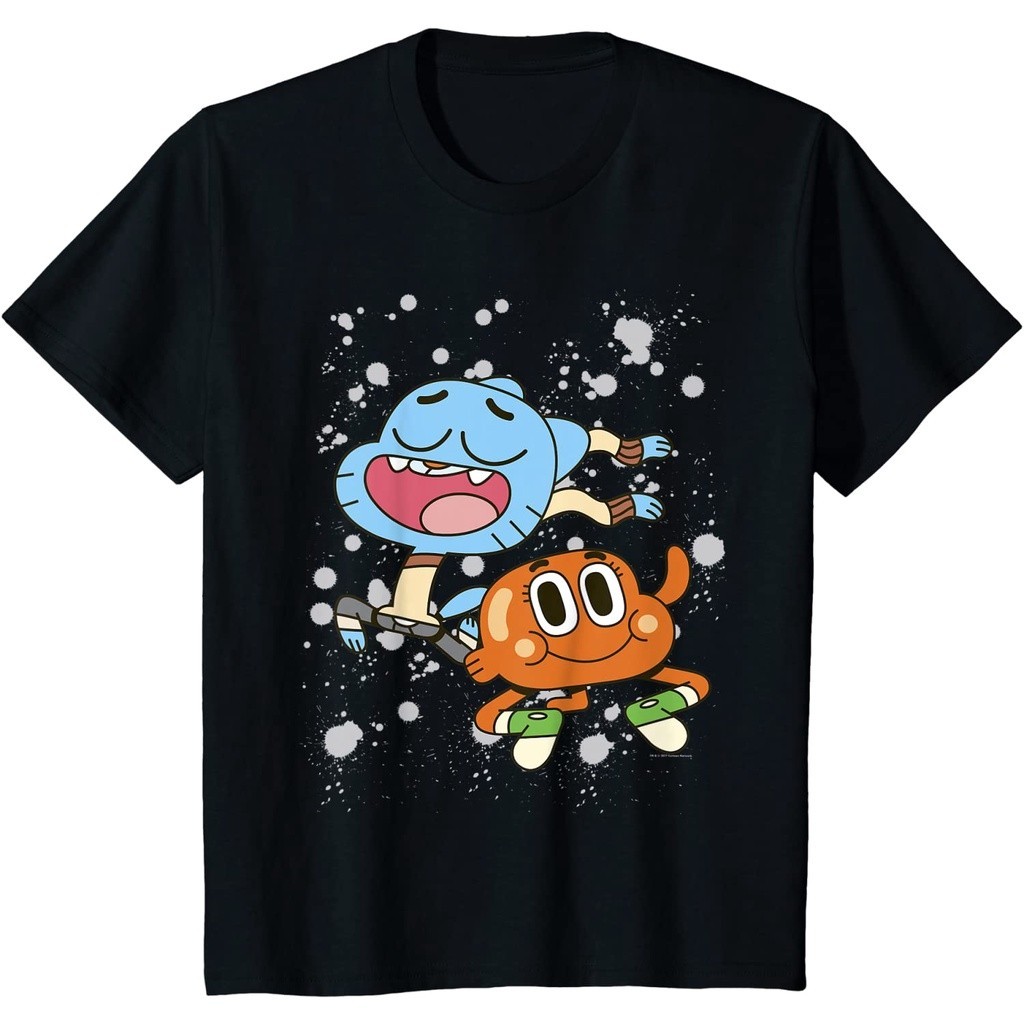 ดผ้าฝ้ ยพรีเมี่ยม เสื้อยืด พิมพ์ลาย   The Amazing World Of Gumball & Darwin