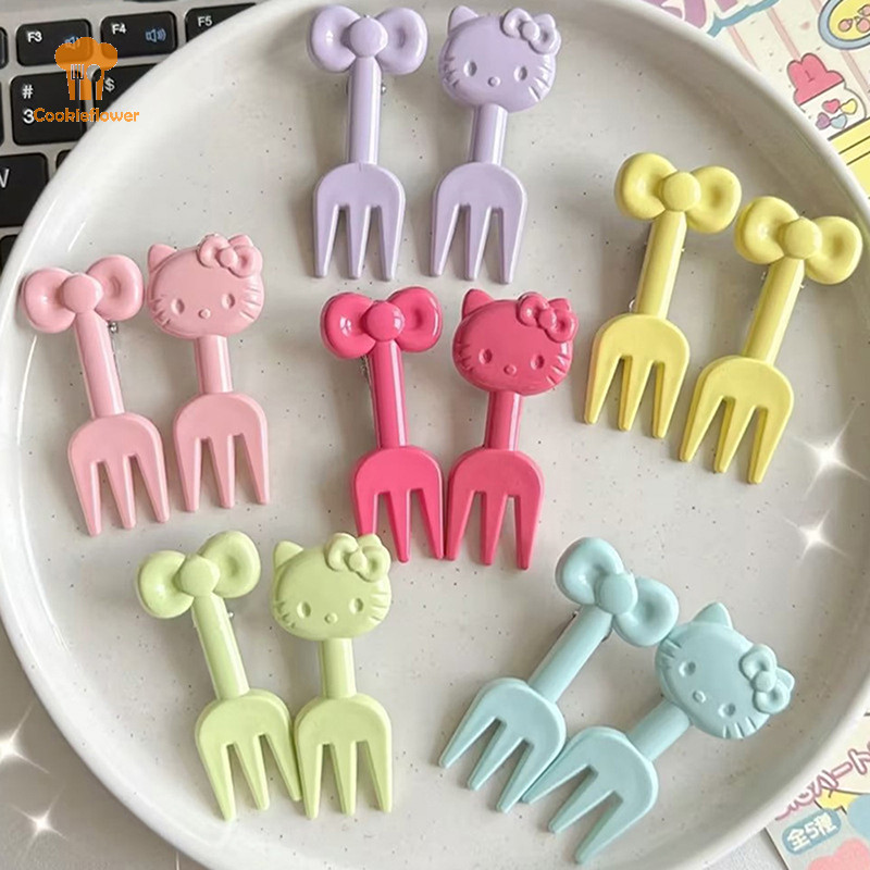 Ckfr 10 ชิ้น Creative Mini น่ารักส้อมผลไม้ภาพเคลื่อนไหวอุปกรณ์ต่อพ่วงการ์ตูนประณีตรีไซเคิลแบบพกพาผลไม้ Pick Snack Forks ใหม่