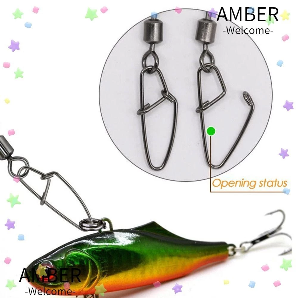 Amber 50 ชิ ้ น Fishing Snap Connector พร ้ อมพินสแตนเลสความแข ็ งแรงสูง 1 #-8 # Heavy Duty Ball