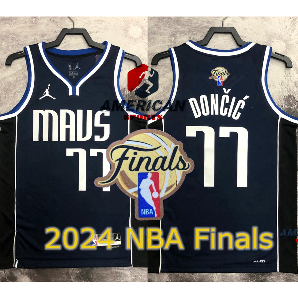 ผู้ชาย 2024 Finals NBA Jersey Dallas Mavericks Luka Doncic เสื้อบาสเก็ตบอลทีมสีกรมท่า