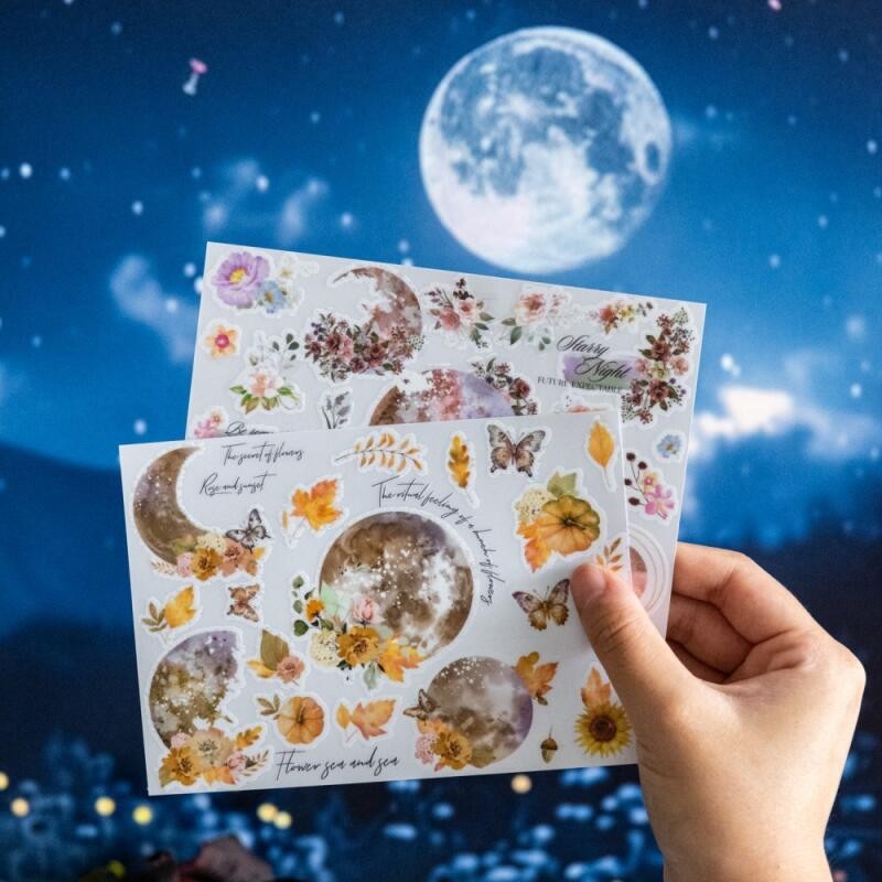Wei 2 ชิ้น [The Moon Is Beautiful Tonight Series] Aesthetics Journal สติกเกอร์ PVC กระดาษ Scrapbooki