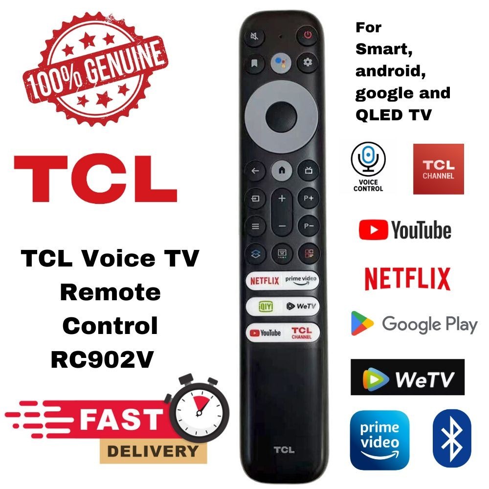 TCL Remote Voice Command TV Remote Control (RC902V) สําหรับ Smart และ Google TV