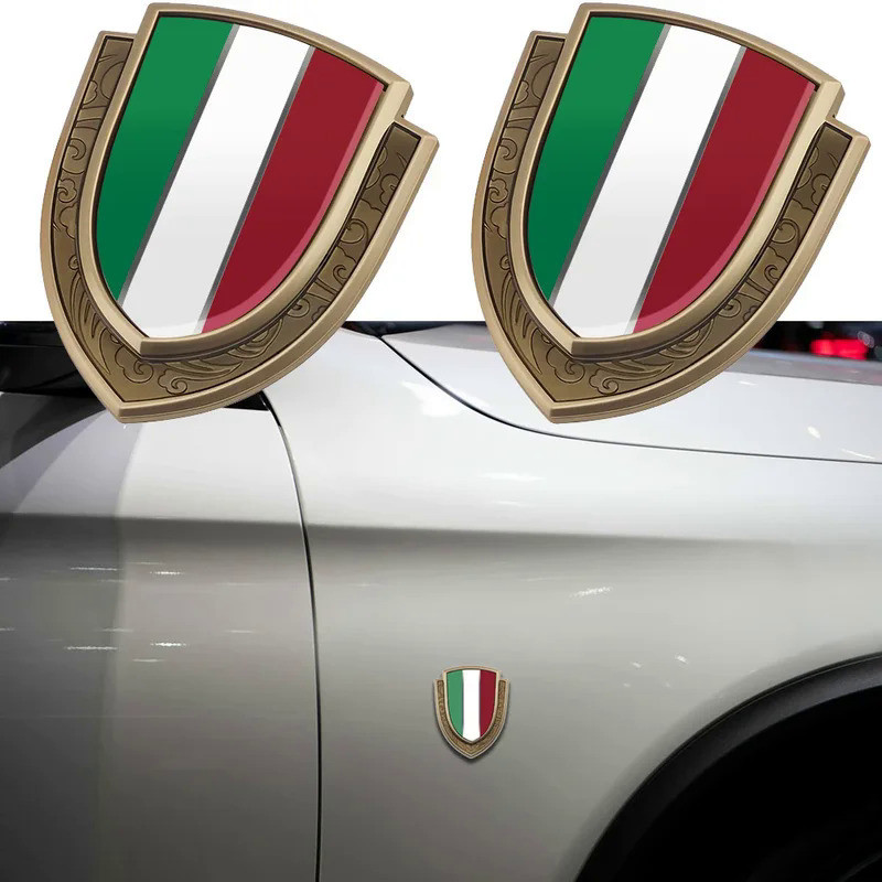 Italy Flag Shield Car Body Side Logo Sticker Car Styling For Ford Fiat Ferrari Maserati Alfa Romeo G