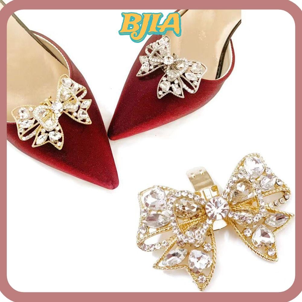 Bja 1PC คลิปรองเท้า, Rhinestones คริสตัล Charm Buckle, ที่ถอดออกได้ Bowknot Charms เครื่องประดับรองเท้าส้นสูง