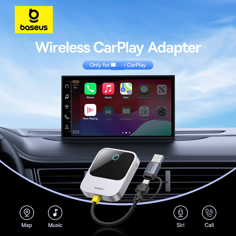 Baseus Carplay อะแดปเตอร์ไร้สาย Smart Carplay Box Dongles แบบมีสายถึงไร้สาย Bluetooth 5.0 WiFi Auto Car