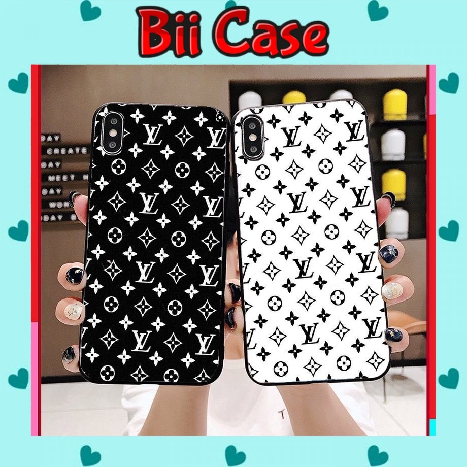 เคส Lp LV สีขาวและสีดําด้านขอบสีดํา 5/5s/6/6plus/6s/6splus/7/7plus/8/8plus/x/xr/xs/11/12/pro/max/plu