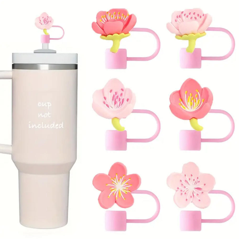 1pcs Cherry Blossom ซิลิโคนฟางสําหรับ Stanley ถ้วย,ฟาง Topper 10 มม./8 มม.เคล็ดลับฟางฝาปิด,ดอกไม้ฟางเคล็ดลับครอบคลุมของขวัญสําหรับ Party Decor