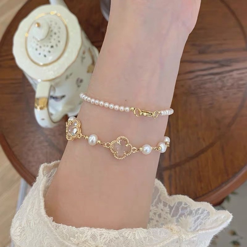 สร้อยข้อมือมุกสาวแสงหรูหราซอกการออกแบบระดับไฮเอนด์ความรู้สึกแฟนนักเรียนสร้อยข้อมือย้อนยุคลูกปัดสไตล์จีน