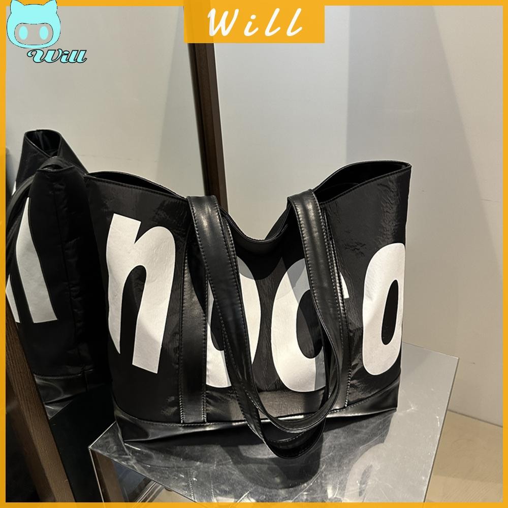 แฟชั่น Letter Design Tote ความจุขนาดใหญ่นักช้อปสําหรับผู้หญิงกระเป๋าสะพายไหล่