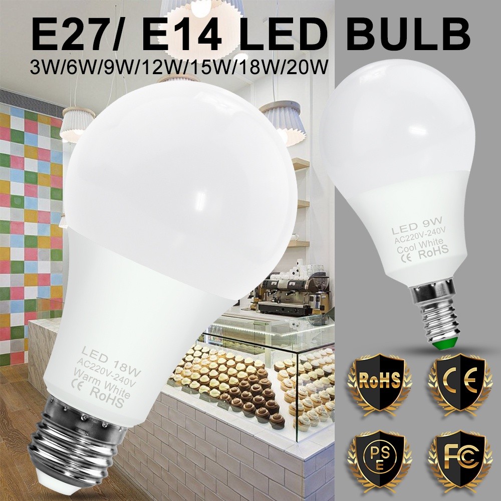 Huazu หลอดไฟ LED 220V หลอดไฟ E14 E27 โคมไฟ LED ในร่ม 3W 6W 9W 12W 15W 18W 20W 24W LED เทียนโคมไฟ Spotlight ประหยัดพลังงานบ้าน