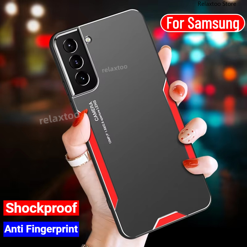 SAMSUNG ปลอกกันกระแทกสําหรับsamsung Galaxy A14 A54 A24 A34 A53 A52S 54 A 34 A52 5G 4Gแฟชั่นอลูมิเนียมโลหะMatteอะคริลิคเคสโทรศัพท์ป้องกันลายนิ้วมือกล้องป้องกันปกหลัง