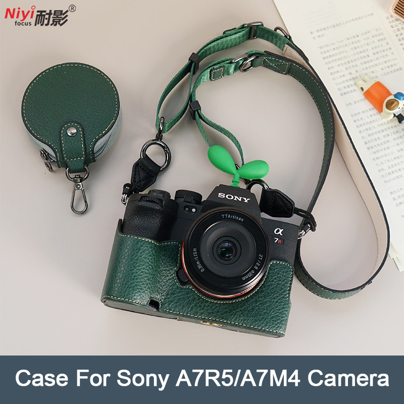 หนัง PU กล้องครึ่งกระเป๋าสําหรับ Sony A7CR A7C2 A7R5 A7M4 Sony A7 Mark 4 IV A7R Mark V 5 Protector Baseplate ฝาครอบหยาบฐานไหล่สายคล้องคอ - รูปที่ 2