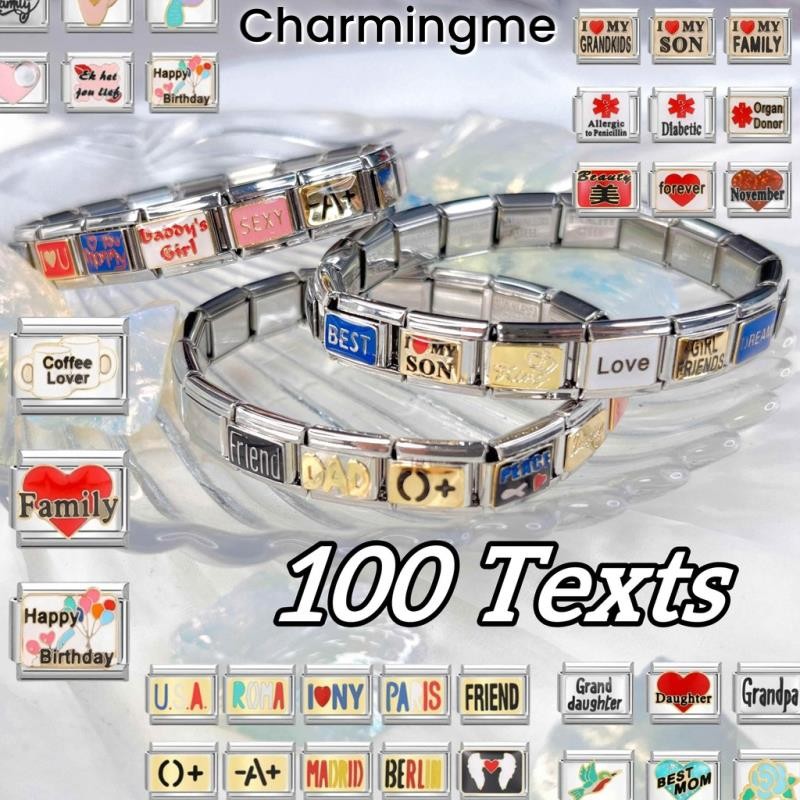 100pcs สไตล์ข้อความ LOVE พ่ออิตาเลี่ยน Charm Links สร้อยข้อมือ Vintage ลูกปัดเครื่องประดับ Modular สร้อยข้อมือ DIY ทํา