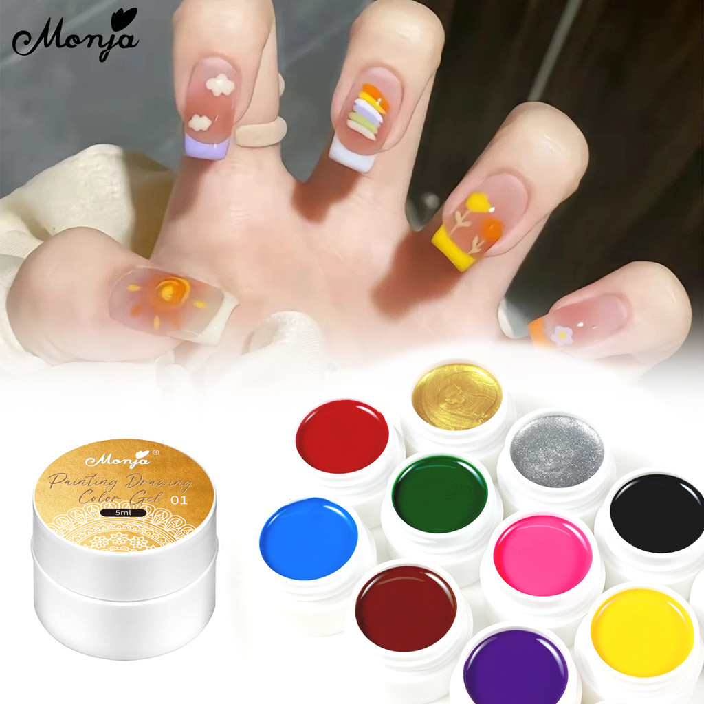 Monja เล็บ Creative เคลือบเงาดึงภาพวาดกาวเล็บ UV Gel DIY เครื่องมือทําเล็บ