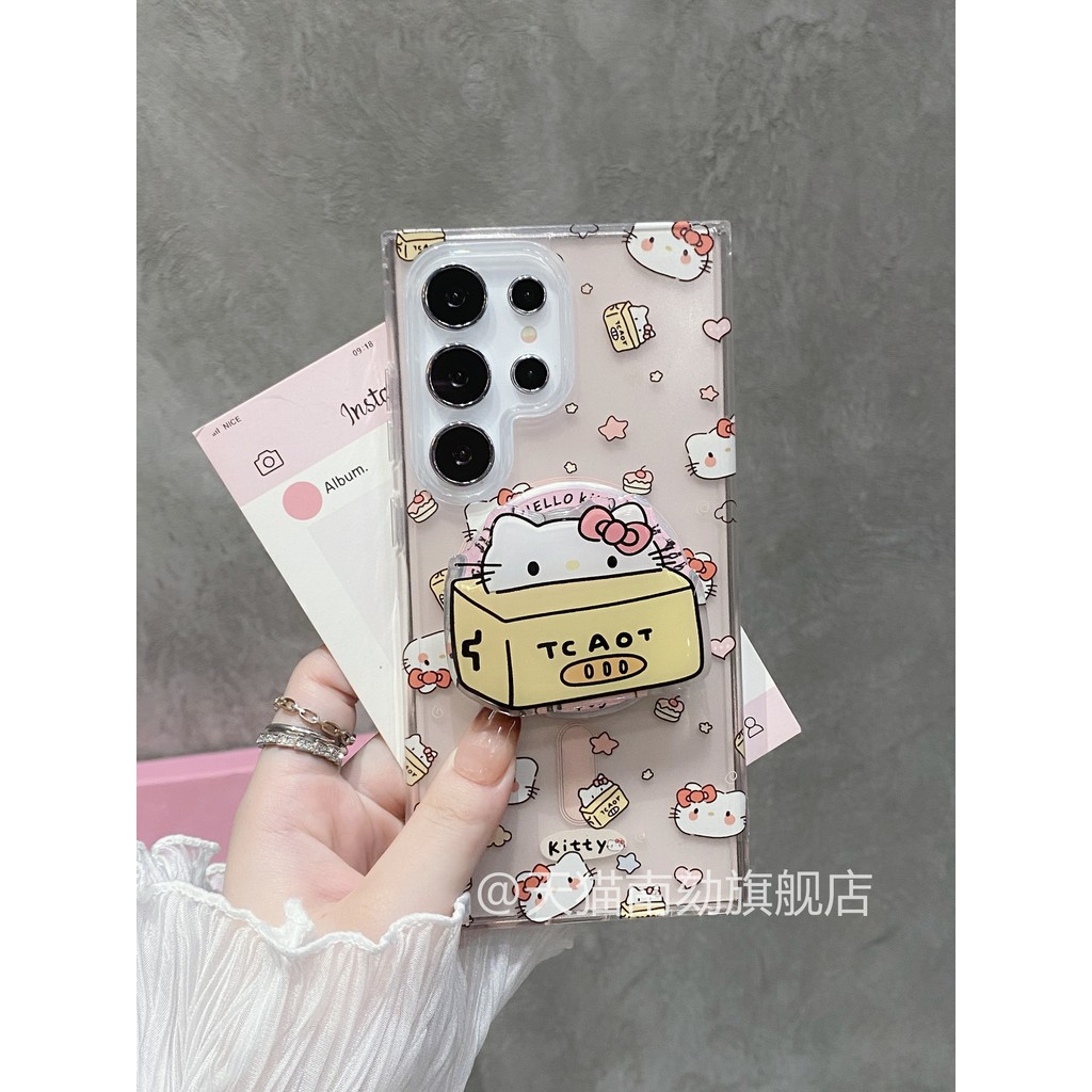 เหมาะสําหรับ Samsung S25 FE s25ultra เคสโทรศัพท์แม่เหล็ก s23fe สิบเทพธิดาการ์ตูนน่ารักพร้อมขายึดแม่เหล็ก 21u Plus s22plus สไตล์เกาหลี + ชาร์จไร้สายฤดูร้อนสาวหวานโปร่งใสความรู้สึกระดับไฮเอนด์