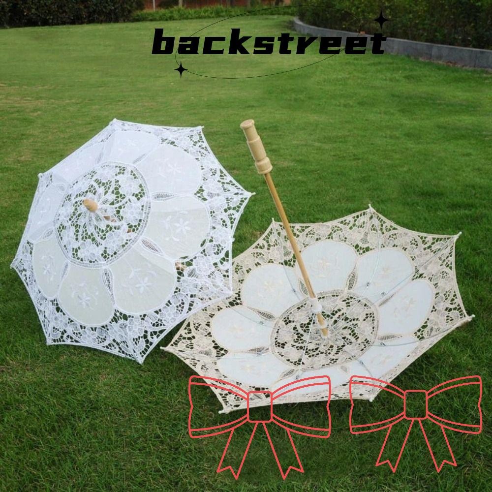 Backstage ลูกไม้ Parasol ร่ม, 26/43 ซม.ความยาวเย็บปักถักร้อยดอกไม้สาวร่ม, เจ้าสาวงานแต่งงานของขวัญ Lady ผ้าฝ้ายลูกไม้เด็ก Sun ร่ม