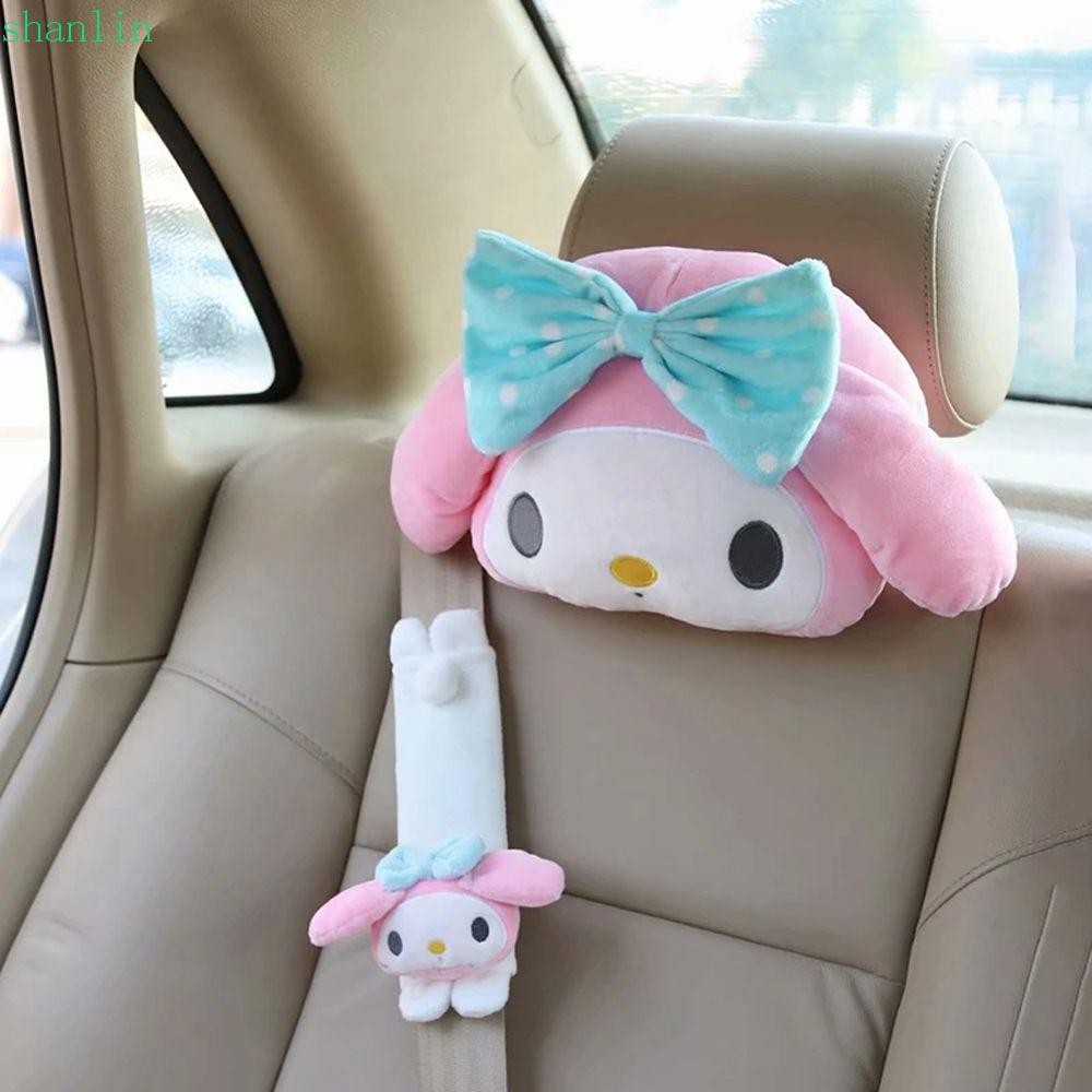 Shanlin หมอนรองคอรถยนต์ที่หุ้มเข็มขัดนิรภัย Melody Car Accessor อะนิเมะน่ารัก Kuromi เบาะรองนั่ง