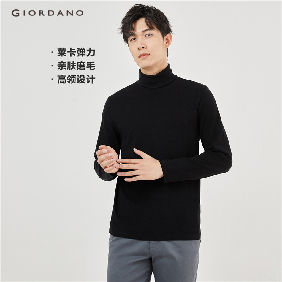GIORDANO MEN Turtleneck long sleeve sanded tee 01024815