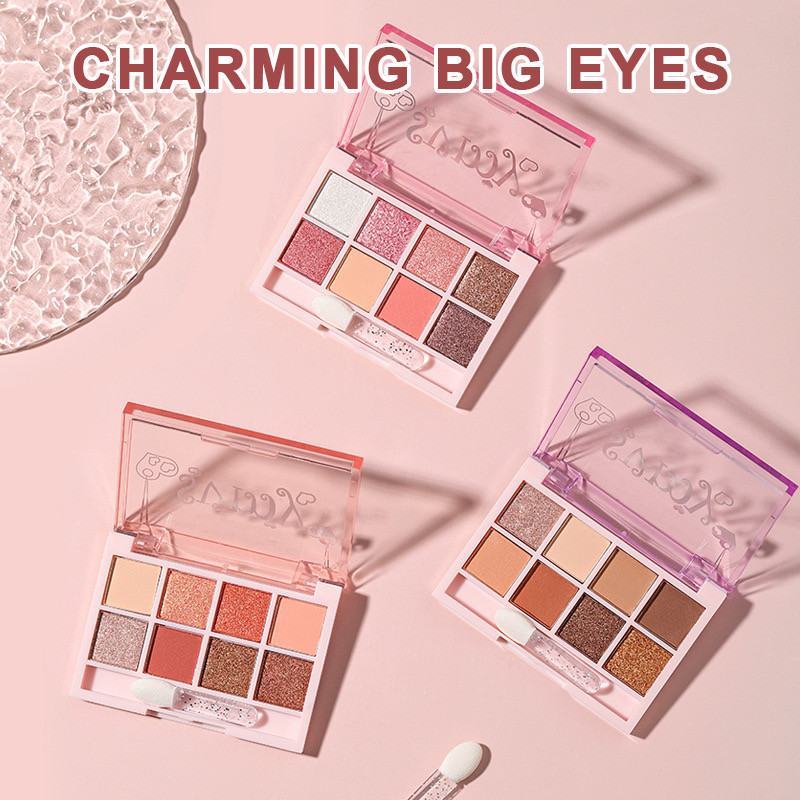 shiny girl:พาเลทอายแชโดว์ เนื้อแมท ประกายชิมเมอร์ สีสวยกันน้ำ8สี (มาพร้อมกับแปรงอายแชโดว์ฟรี) Y8107