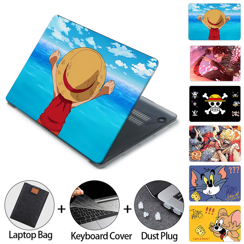 5 in 1 Cartoon Anime Printed Laptop Case For Apple 2023 Macbook Air 15 M2 Chip A2941 Air Pro Retina 12 inch Laptop Case 2022 Touch Bar ID With Keyboard Cover Dust Plugs HCOR