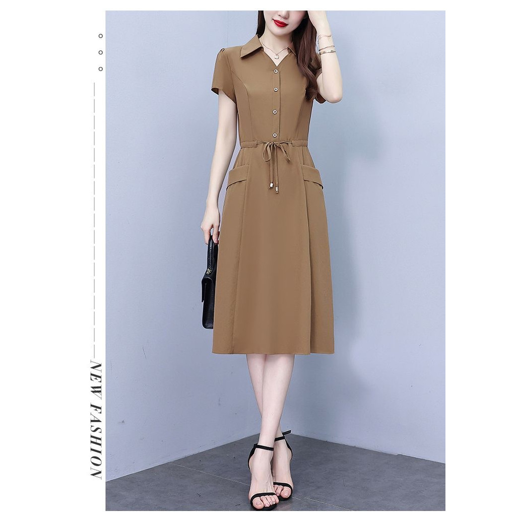 ชุดแม่เสื้อผ้าขนาดบวกแฟชั่นสไตล์วัยกลางคนและผู้สูงอายุในช่วงฤดูร้อนใหม่เอวแน่นครอบคลุมท้องชุดบาง - รูปที่ 7