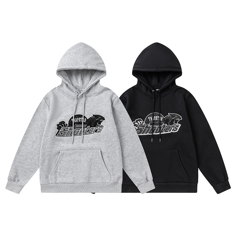 เสื้อสเวตเตอร์มีฮู้ดปักลายโลโก้ตัวอักษรเสือดาวบาสเก็ตบอล
