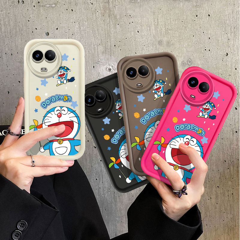 Happy Dorem pinwheel สําหรับ Realme 10 7i C17 C21 C33 C55 N55 C1 C11 C12 C25 C15 C2 C30 C30S C35 C53 11X 5 PRO 5S C3 หัวเราะเคสโทรศัพท์