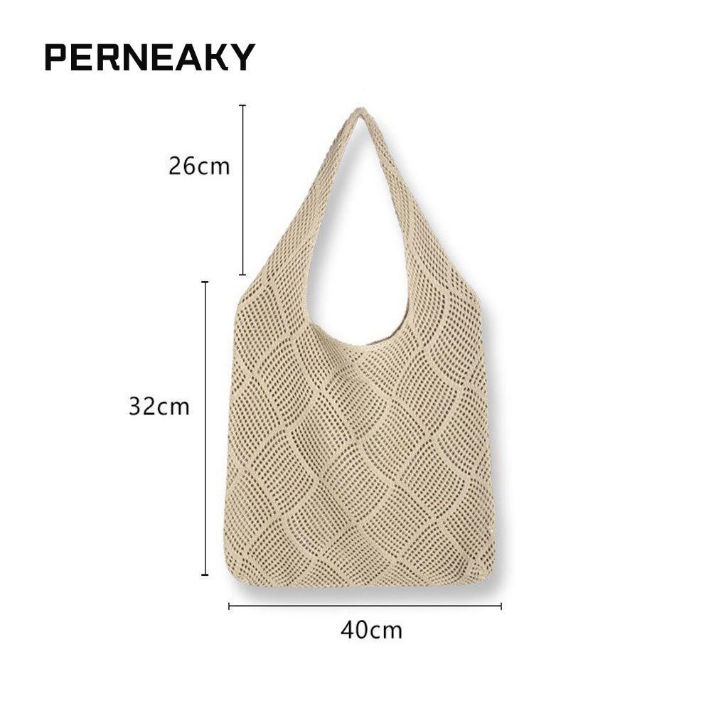 PERNEAKY กระเป๋าสะพายไหล่ผู้หญิงทอกระเป๋าถือถักความจุขนาดใหญ่