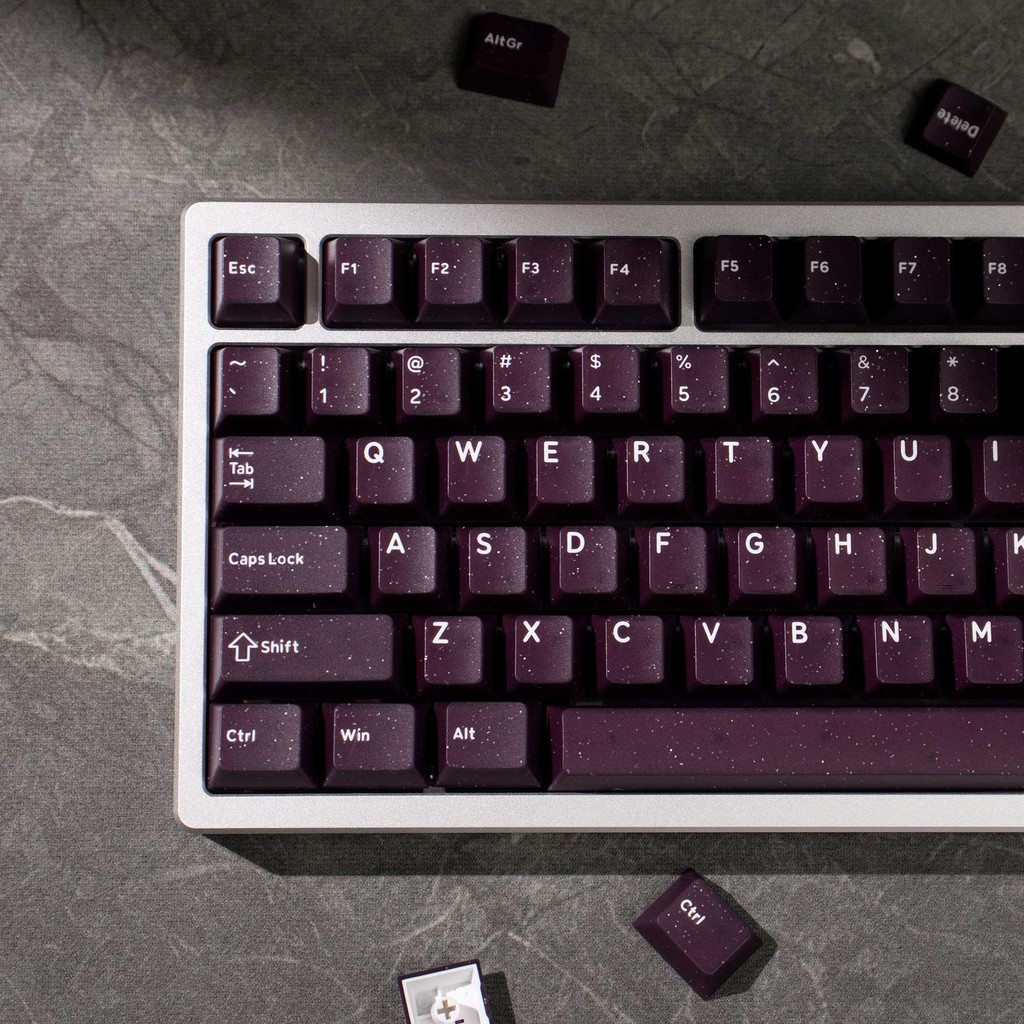 Vior Glitter สีม่วงโปร่งแสง Keycaps PBT Double shot Keycaps ชุดสําหรับสําหรับ MX Switches คีย์บอร์ด Alice 7u