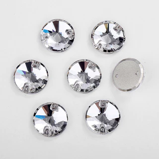 Rivoli เย็บบน Rhinestones รอบลูกปัดแก้วคริสตัล AB เย็บ Rhinestone DIY สําหรับเย็บปักถักร้อย