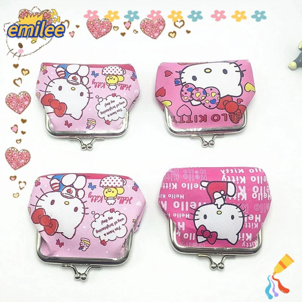 SANRIO เอมิลี การ์ตูนกระเป๋าเหรียญ, ซานริโอ สวัสดี คิตตี้ กระเป๋าสตางค์, ของขวัญวันหยุด น่ารัก มินิสร้างสรรค์กระเป๋าสาว