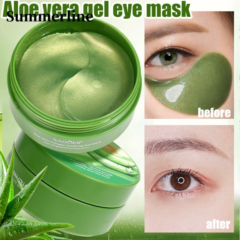 30 คู่ SADOER Aloe Vera Collagen Soothing Eye Mask - Moisturizing Anti Dark Eye Covers - Firming Circles Removal Eye Patch