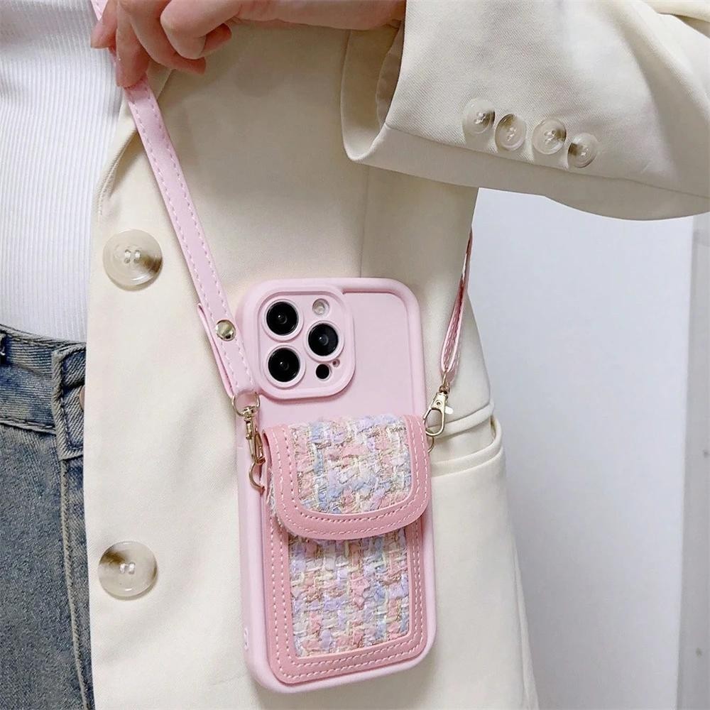 Crossbody Lanyard สร้อยคอหนัง Lattice Card Soft Case สําหรับ OPPO Reno 8T 4G 5G 7Z A38 A18 A17K A17 