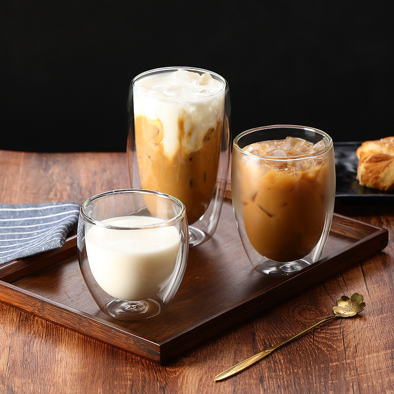 แก้วใสสองชั้น แก้วดับเบิ้ลเรเยอร์ สำหรับกาแฟ ชา น้ำผลไม้ #AB-0001 - รูปที่ 6