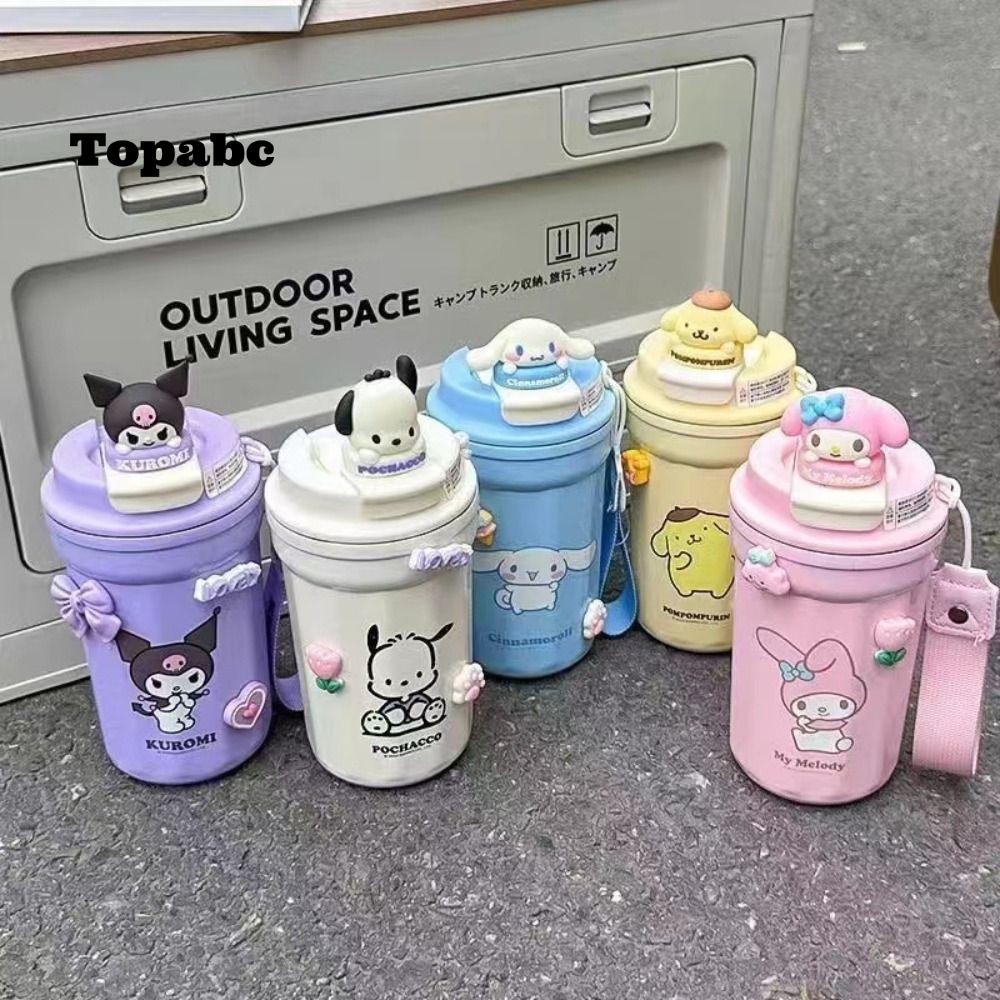 SANRIO สูงสุด กระติกน้ําสูญญากาศ, ถ้วยฉนวนสําหรับเด็กแบบพกพาสแตนเลส, ถ้วยฉนวน คุโรมิ ซานริโอ ซินนามอนโรล น่ารักสําหรับเด็กชายและเด็กหญิง