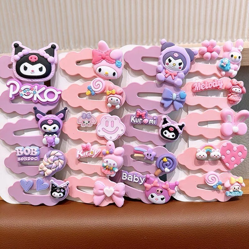 5pcs sanrio กิ๊บติดผม ลายการ์ตูนคุโรมิน่ารัก เครื่องประดับผม 2024