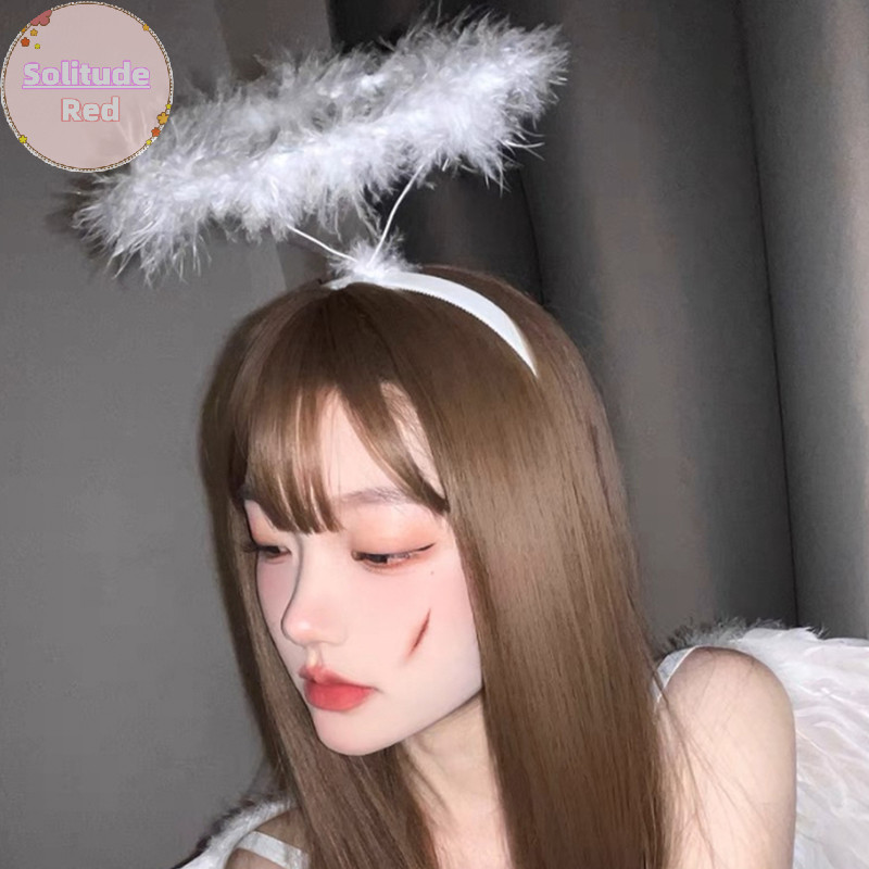 Solitudered Christmas Performances Party Favor Feather Angel คอสเพลย์เครื่องแต่งกาย Angel Outfit Angel Halo TH